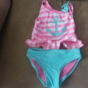 🏖Breaking Waves Mint and Pink Striped Swimsuit